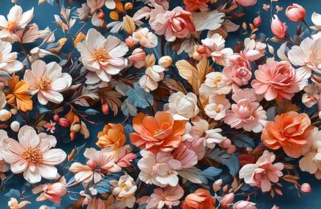 Diseño de papel tapiz de bodas de flores de fantasía de colores sin costuras Generativo ai