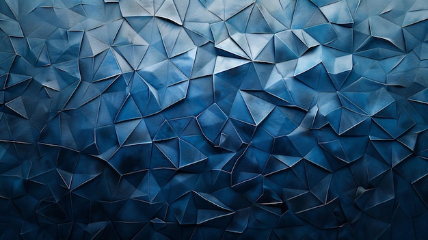 Un diseño de papel tapiz con gradiente muestra formas geométricas contra un telón de fondo de tonos azules profundos
