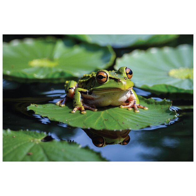 Foto diseño de papel tapiz imagen de una rana en el agua