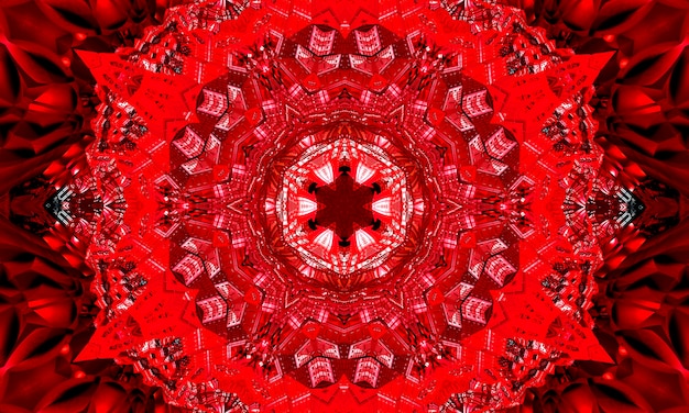 Diseño de papel tapiz de patrón de caleidoscopio de estrella roja de terror.