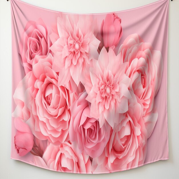 diseño de papel tapiz rosa con patrón floral y flores realistas