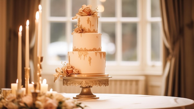 Diseño de pastel de boda postre de otoño estilo y decoración navideña pastel de varios niveles para un evento de otoño lugar de comida servicio de catering y elegante decoración de campo inspiración de estilo cabaña