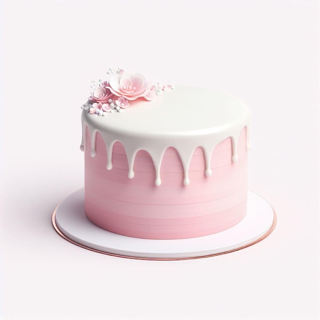 Diseño de pastel de bodas para fiesta de cumpleaños con flores y mariposas generado por ai