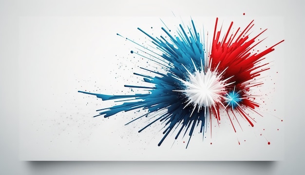 Un diseño patriótico rojo, blanco y azul con la palabra "fuegos artificiales".