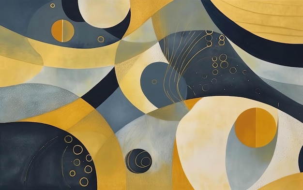 diseño de patrón abstracto con una hebra amarilla dorada entre círculos