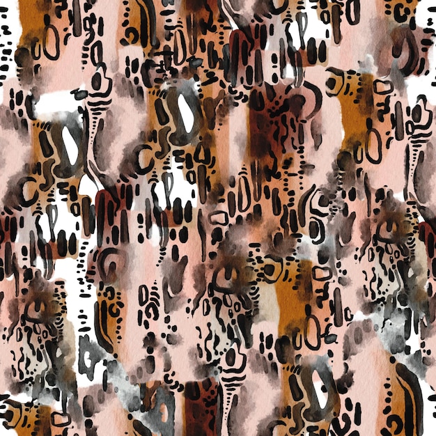 Diseño de patrón de acuarela leopardo impresión de animales textura sin costuras