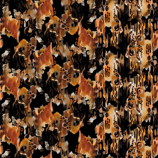 Diseño de patrón de acuarela leopardo impresión de animales textura sin costuras
