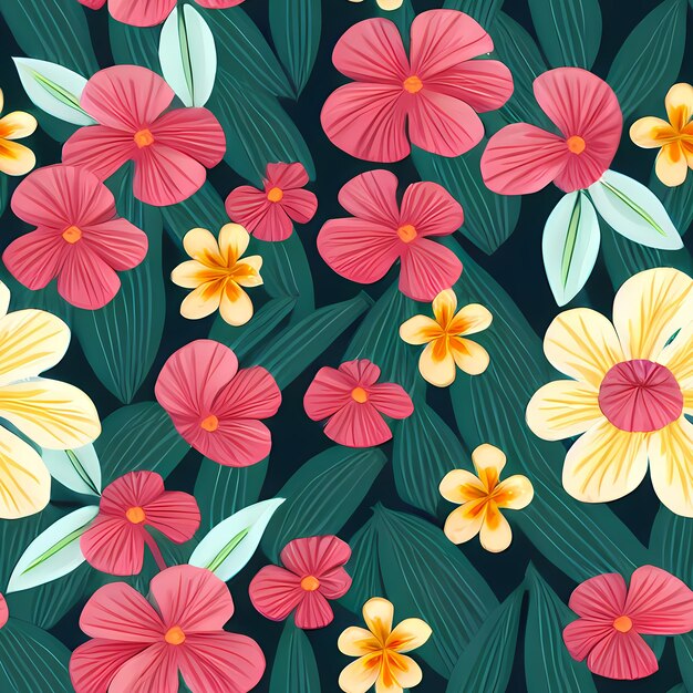 Diseño de patrón floral sin costuras Flores de superficie para repetición textil Papel tapiz Prendas de vestir Generado por IA