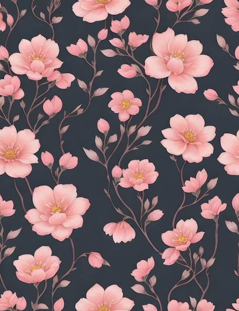 Diseño de patrón de flores rosas creado con ai generativo.