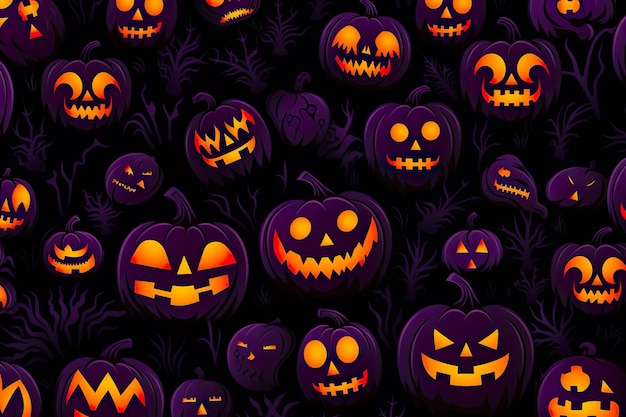 Diseño de patrón de ilustración de Halloween plano generado por ai