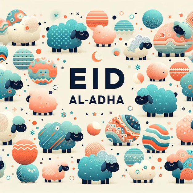 Diseño de patrón de oveja minimalista para el Eid al adha