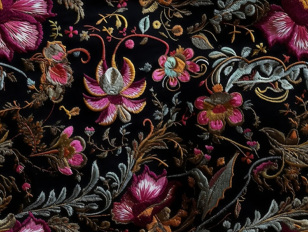 Diseño de patrón de tela de lujo de fantasía abstracta floral bordado sin costuras