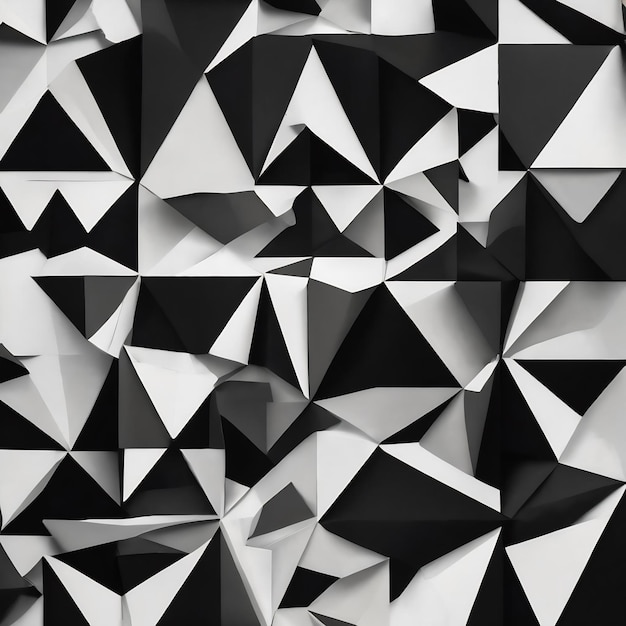 Diseño de patrones de formas geométricas abstractas collage de papel y pintura en tonos blancos y negros creado con ge