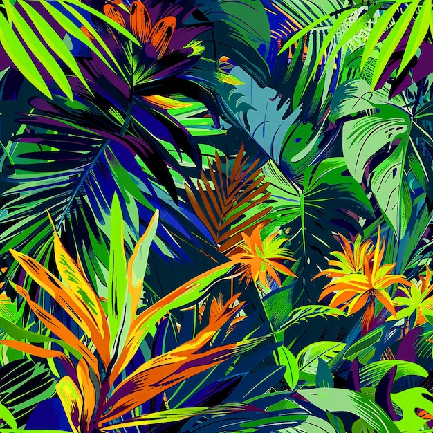 Diseño de patrones de selva para el fondo de las redes sociales, la industria del embalaje y los medios digitales