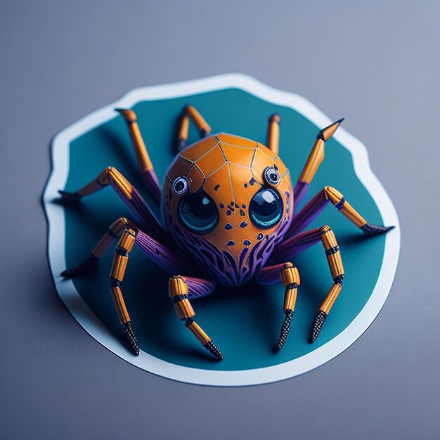 Diseño de pegatina cortada con tema de araña generado por IA