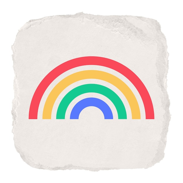 El diseño de la pegatina del icono png del arco iris es de papel rasgado con fondo transparente