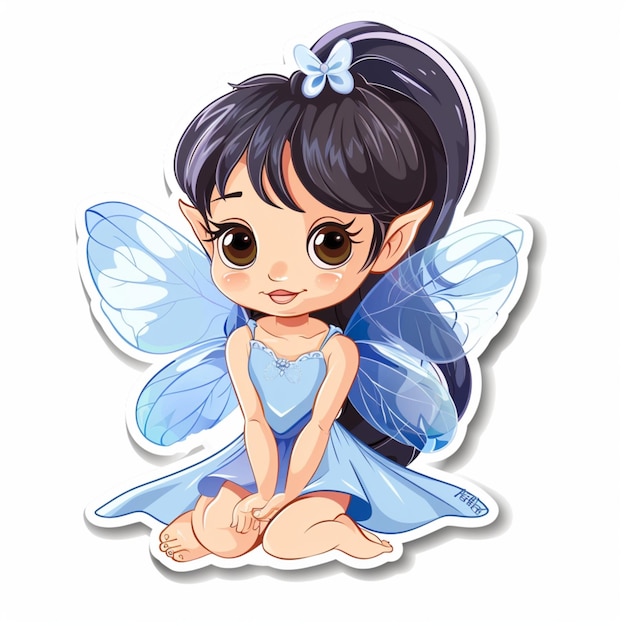 diseño de pegatina lindo de un pequeño hada en un hermoso traje