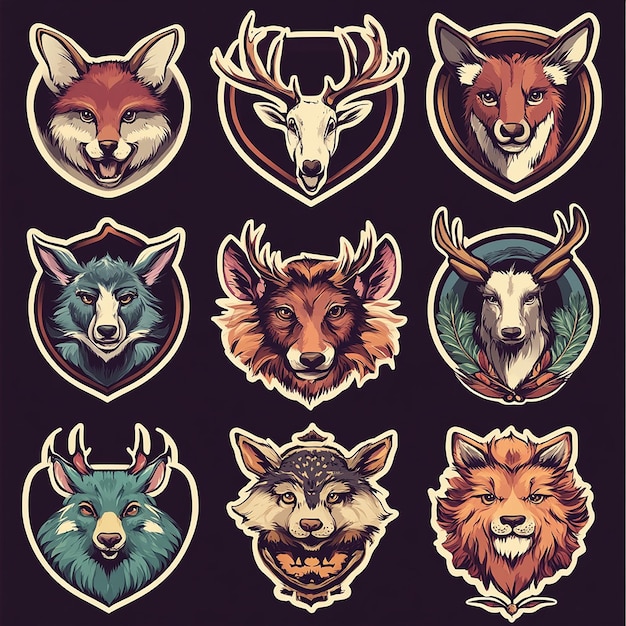 diseño de pegatinas retro con emblemas de animales frescos y de moda con calidad premium