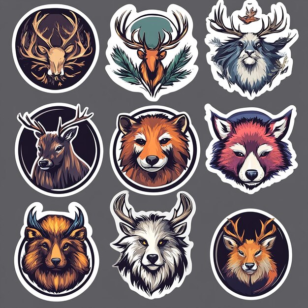 diseño de pegatinas retro con emblemas de animales frescos y de moda con calidad premium
