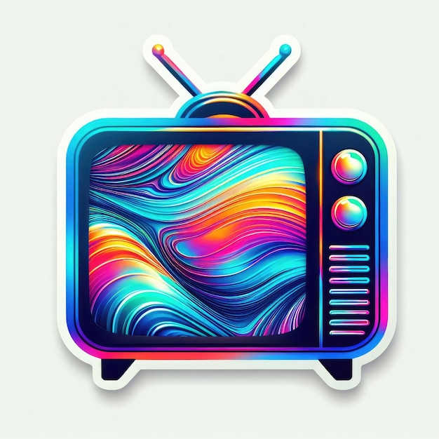 diseño de pegatinas de televisión retro abstractas y coloridas