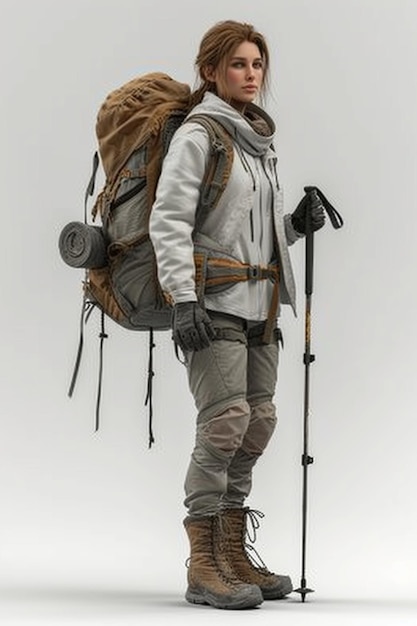 Foto diseño de personaje de cuerpo completo de excursionista en estilo 3d pixar
