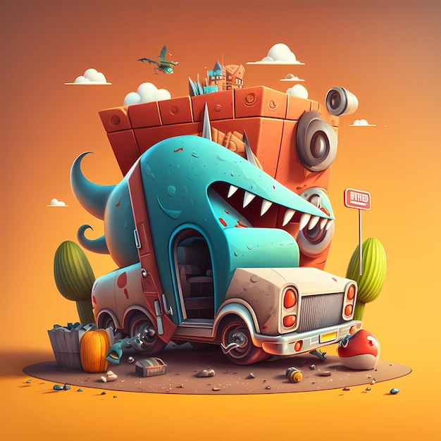 Diseño de personajes 3D de Monster Car