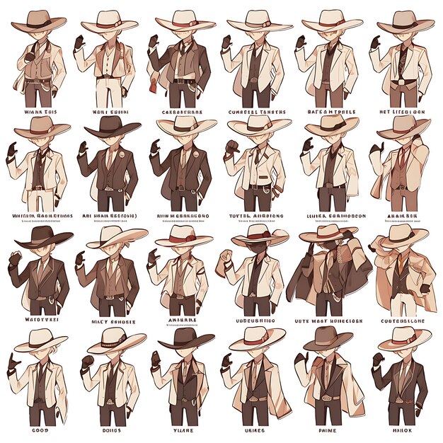 Diseño de personajes de anime Hombre traje occidental Rancho boda altura media Tan y marrón Arte conceptual