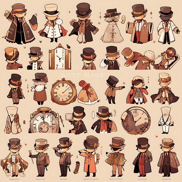 Foto diseño de personajes de anime hombre victoriano steampunk moda de boda chaleco y pocke arte conceptual