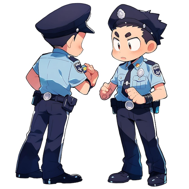 Foto diseño de personajes de anime oficial de policía masculino uniforme de cumplimiento de la ley wedding tall hei concept art