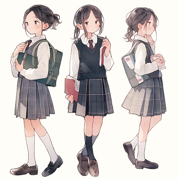 Diseño de personajes de anime Uniforme escolar de estudiante femenina Tema de boda Artículo conceptual de Heig promedio