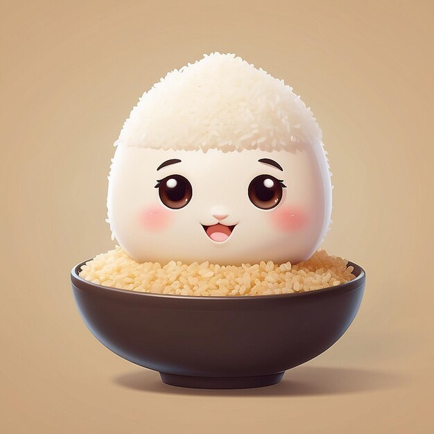 Diseño de personajes de arroz lindo en 3D