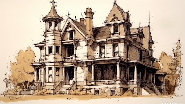 Foto diseño de personajes de casas victorianas de decadencia