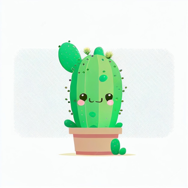 Diseño de personajes dibujos animados lindo cactus sobre fondo aislado Creado con tecnología Generativa AI