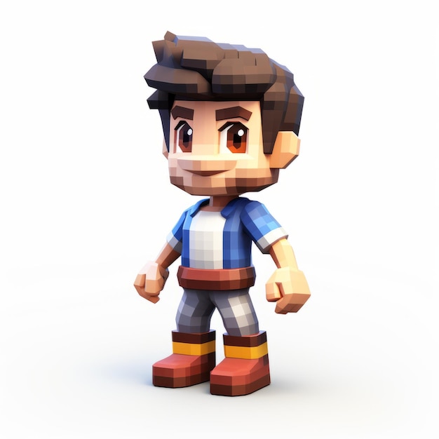 Diseño de personajes de dibujos animados pixelados en 3D Elijah 8 Bit Style