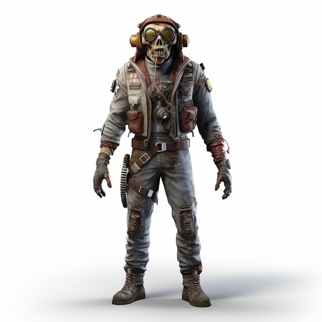 Foto el diseño de personajes de fortnite zombie fortune en estilo frostpunk