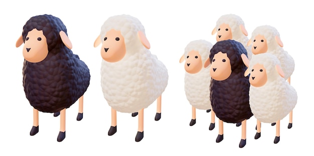 Foto diseño de personajes de ovejas 3d