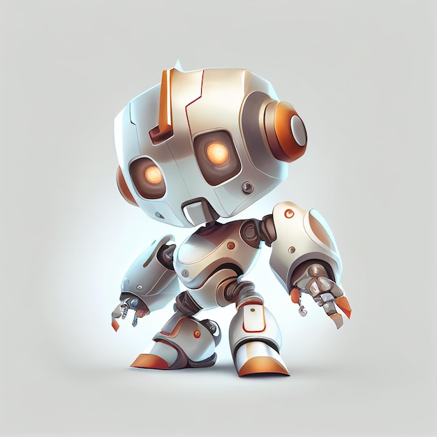 Diseño de personajes de un pequeño robot sobre un fondo aislado Creado con tecnología de IA generativa