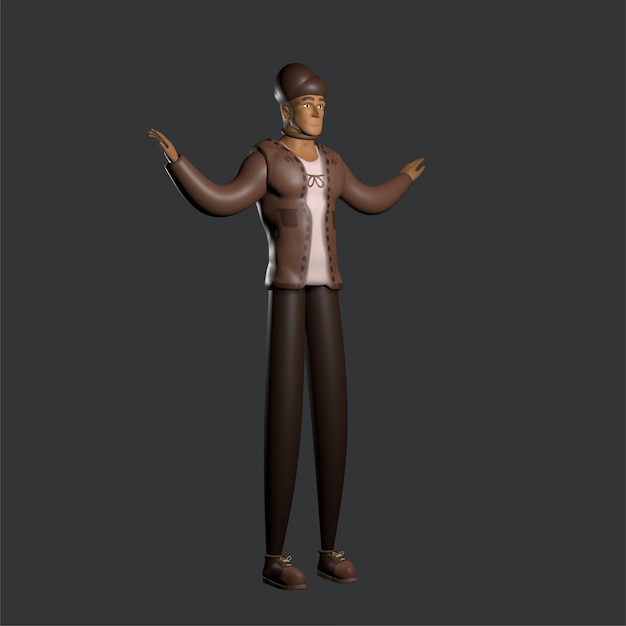 Diseño de personajes de pose de hombre 3d para render 3d de pose de hombre de negocios