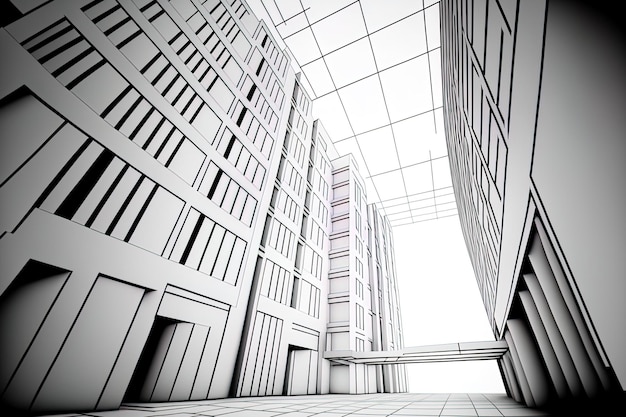 Diseño de perspectiva para un edificio arquitectónico paisaje urbano moderno abstracto