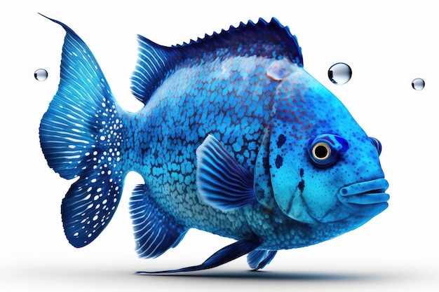 Diseño de pescado azul en agua aislado sobre fondo blanco d ilustración