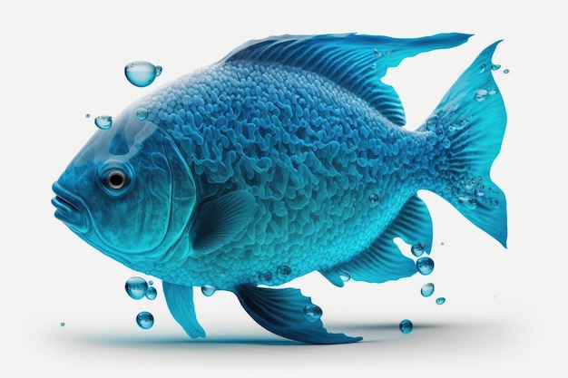 Diseño de pescado azul en agua aislado sobre fondo blanco d ilustración