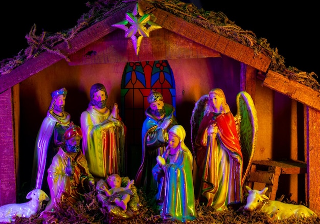 Diseño de pesebre feliz navidad para tarjeta de felicitación de navidad escena de la natividad natividad cristiana de navidad