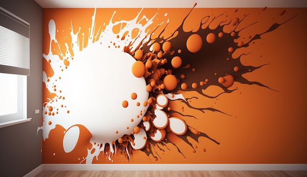 Diseño de pintura de arte de aceite de pared abstracto naranja moderno Imagen generada por AI