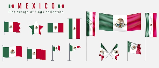 Diseño plano de la bandera de México de la colección de banderas.