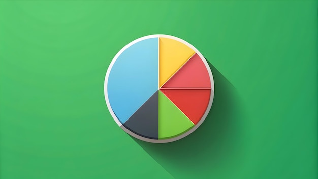 diseño plano como icono de gráfico de pie con espacio de copia en un fondo verde concepto como una imagen vectorial de un p