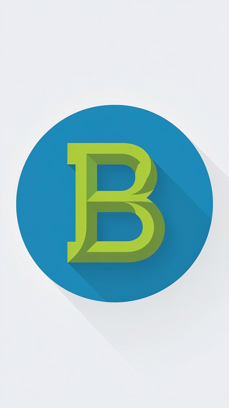 Foto diseño plano del icono de la letra colorida b del logotipo