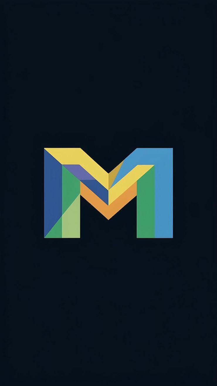 Foto diseño plano del icono de la letra colorida m del logotipo