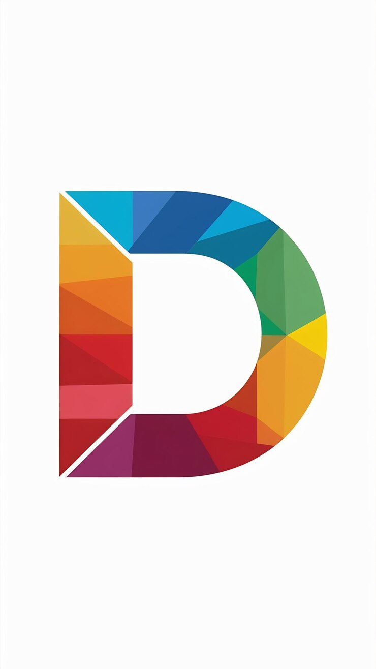 Foto diseño plano del icono de la letra d del logotipo de colores limpios