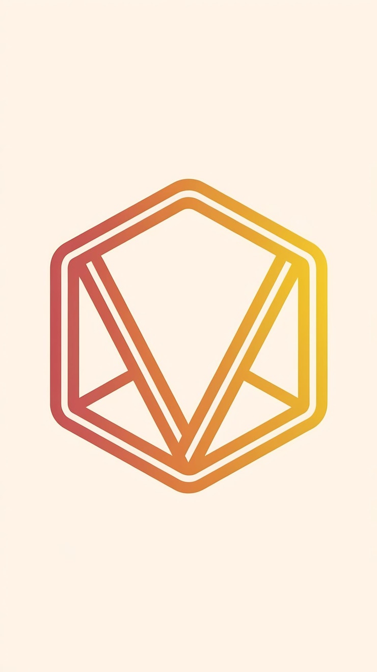 Foto diseño plano del letrero hexagonal del icono lineal del logotipo v