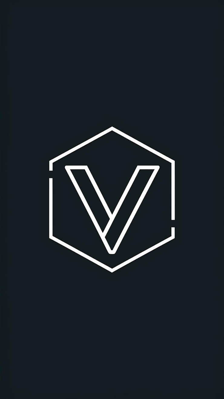 Foto diseño plano del letrero hexagonal del icono lineal del logotipo v